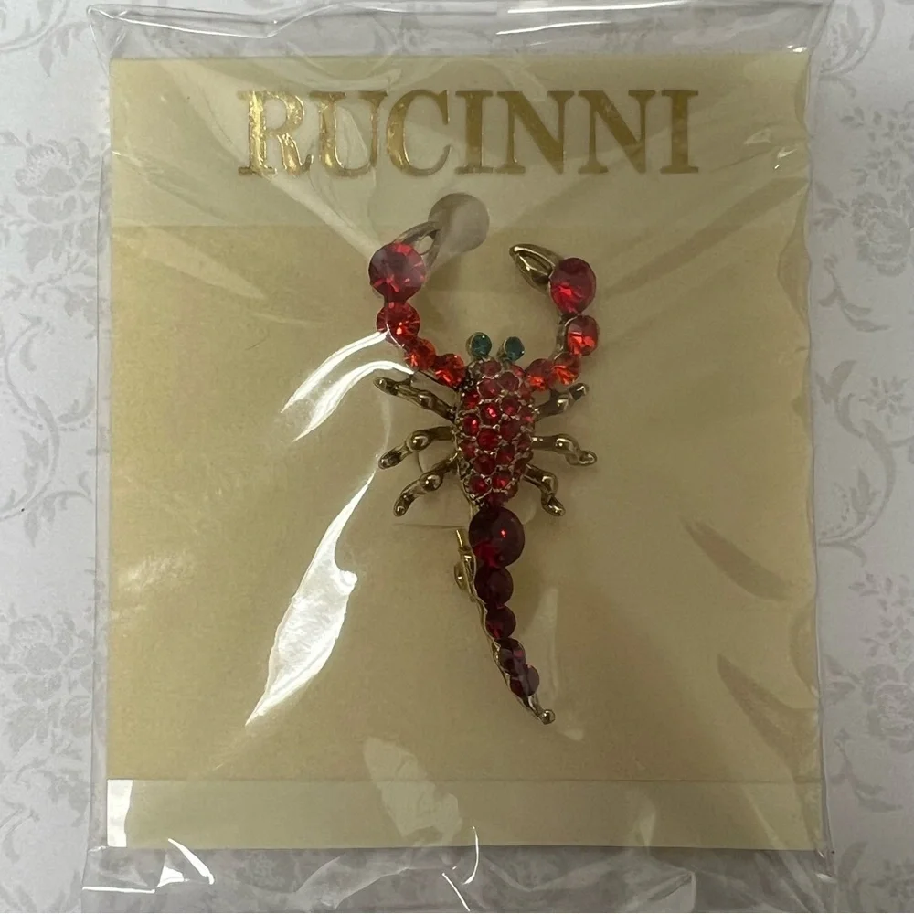 NEW VTG Rucinni Scorpian Swarovski Crystal Pin Brooch 2” Jewelry Gift For her